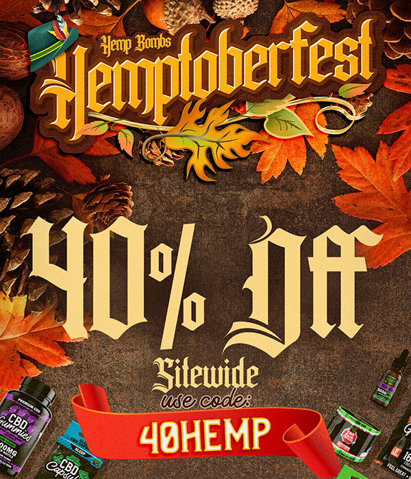 Hemptoberfest 40% Off Sitewide Code: 40HEMP This offer ends Tuesday, 10/15/24, at 9:00 A.M. EDT. Offer not valid on bundles. Shop Now